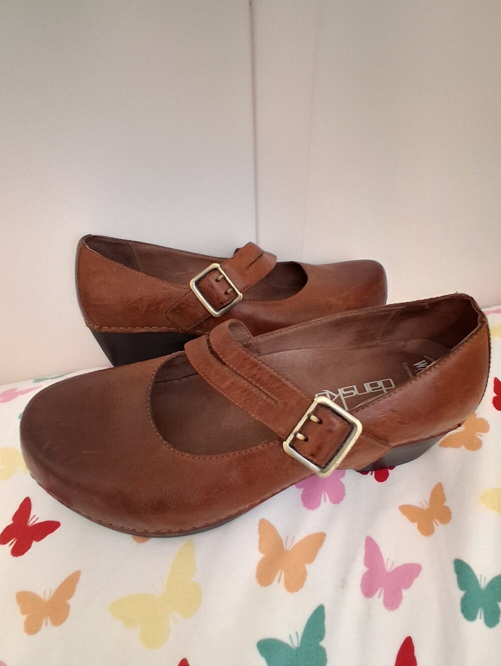 Dansko Walking Brown Shoes Mary Jane Buckle Leather Comfort-Support Sz38